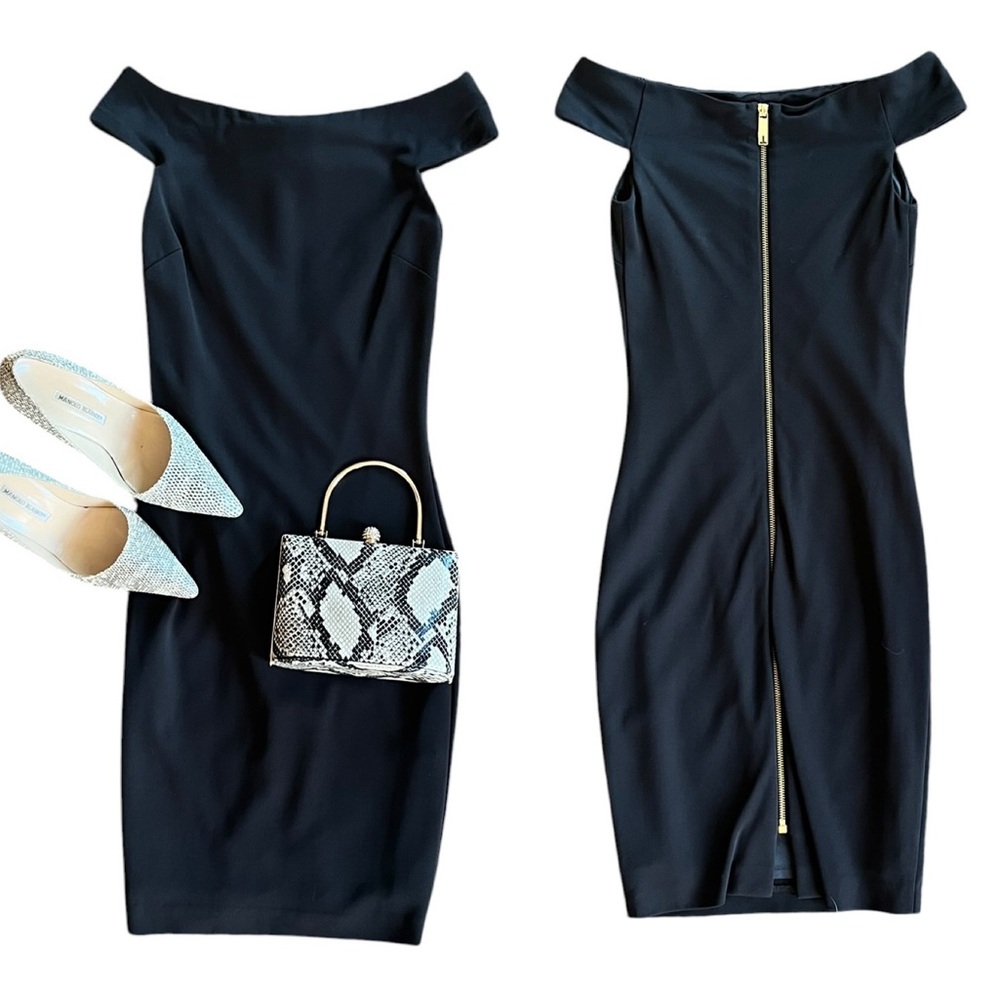 Ted Baker Rodene drop shoulder little black dress with full zipper back